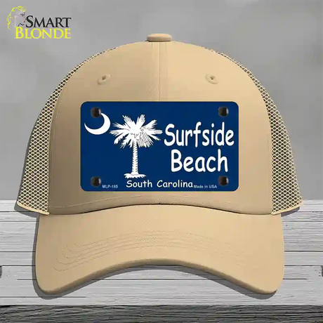 Surf Side Beach Novelty License Plate Hat Mesh / Khaki