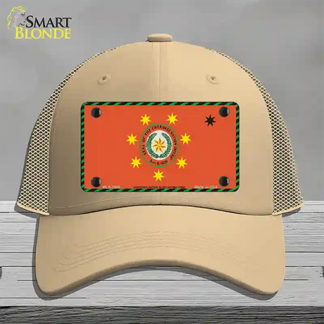 Cherokee Nation Flag Novelty License Plate Hat Mesh / Khaki