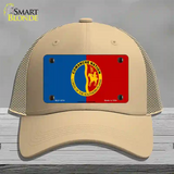 Comanche Nation Flag Novelty License Plate Hat Mesh / Khaki