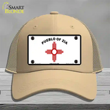 Zia Pueblo Flag Novelty License Plate Hat Mesh / Khaki