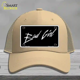 Bad Girl Novelty License Plate Hat Mesh / Khaki