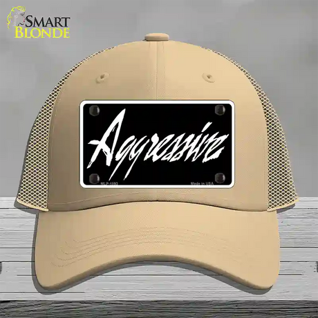 Aggressive Novelty License Plate Hat Mesh / Khaki