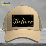 Believe Novelty License Plate Hat Mesh / Khaki