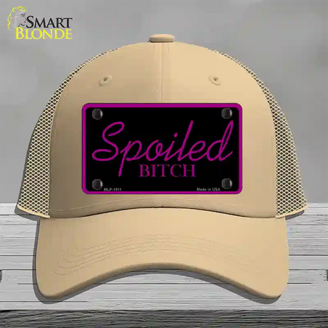 Spoiled Bitch Novelty License Plate Hat Mesh / Khaki