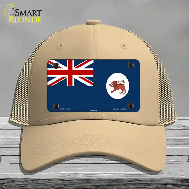 Tasmania Flag Novelty License Plate Hat Mesh / Khaki