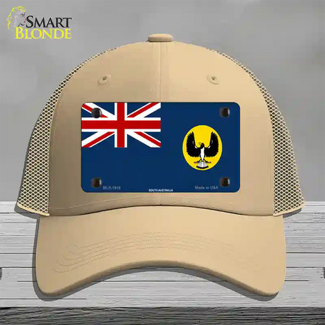 South Australia Flag Novelty License Plate Hat Mesh / Khaki