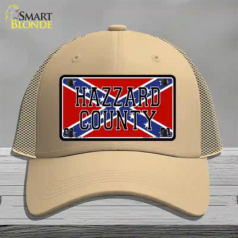 Hazard County Confederate Flag Novelty License Plate Hat Mesh / Khaki