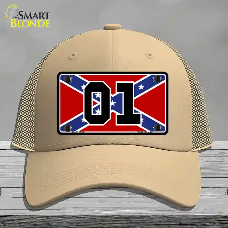 Confederate Flag 01 Novelty License Plate Hat Mesh / Khaki