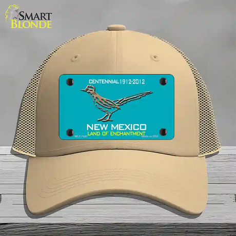 Road Runner Teal New Mexico Novelty License Plate Hat Mesh / Khaki