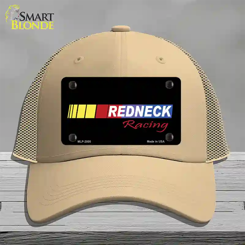 Redneck Racing Novelty License Plate Hat Mesh / Khaki