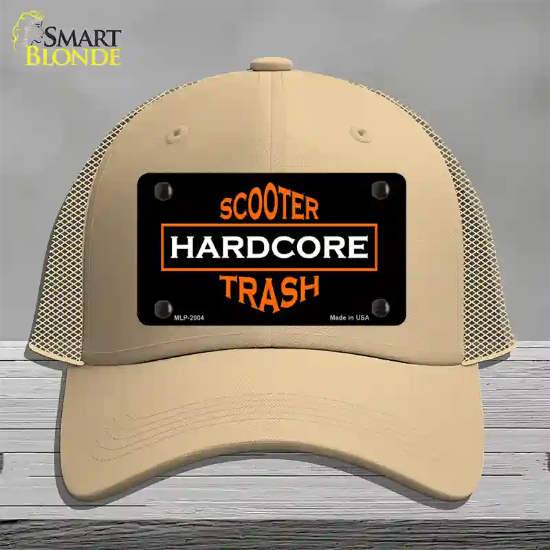 Hardcore Scooter Trash Black Novelty License Plate Hat Mesh / Khaki