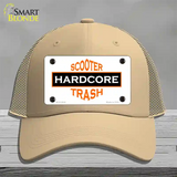 Hardcore Scooter Trash White Novelty License Plate Hat Mesh / Khaki