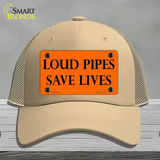 Loud Pipes Save Lives Novelty License Plate Hat Mesh / Khaki