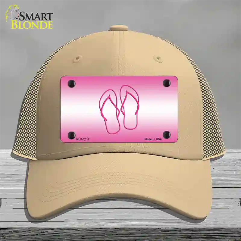 Flip Flops Pink Novelty License Plate Hat Mesh / Khaki