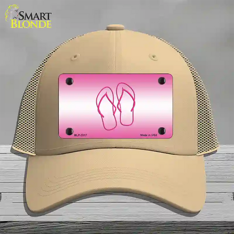 Flip Flops Pink Novelty License Plate Hat Mesh / Khaki