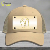 Flip Flops Yellow Novelty License Plate Hat Mesh / Khaki