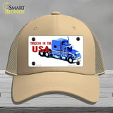 Trucking In The USA Novelty License Plate Hat Mesh / Khaki