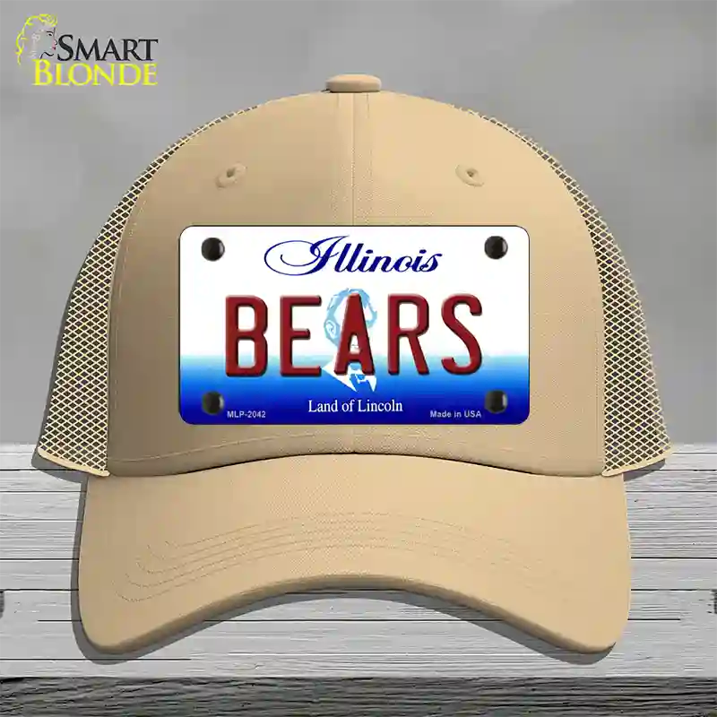 Bears Illinois State Novelty License Plate Hat Mesh / Khaki