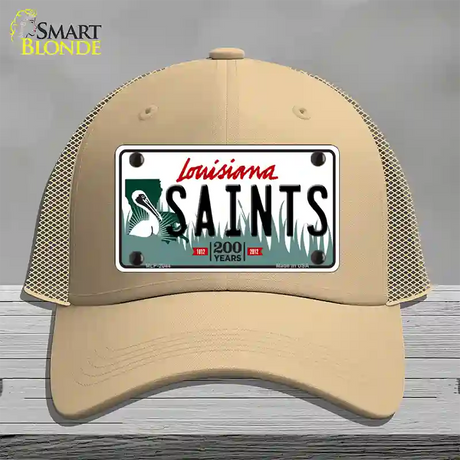 Saints Louisiana State Novelty License Plate Hat Mesh / Khaki