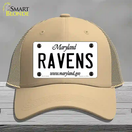 Ravens Maryland State Novelty License Plate Hat Mesh / Khaki