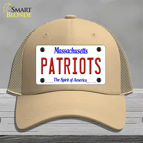 Patriots Massachusetts State Novelty License Plate Hat Mesh / Khaki