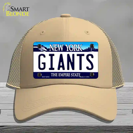 Giants New York State Novelty License Plate Hat Mesh / Khaki