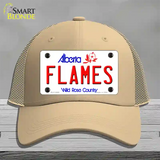 Flames Alberta Canada Province Novelty License Plate Hat Mesh / Khaki