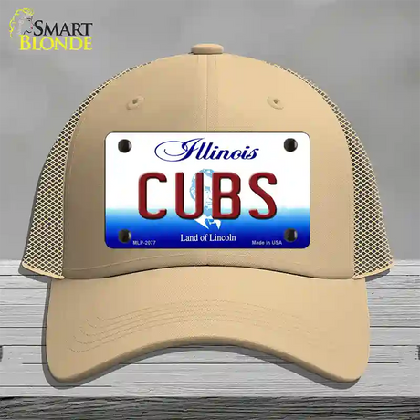 Cubs Chicago Illinois State Novelty License Plate Hat Mesh / Khaki