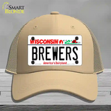 Brewers Wisconsin State Novelty License Plate Hat Mesh / Khaki