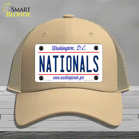 Nationals Washington DC State Novelty License Plate Hat Mesh / Khaki