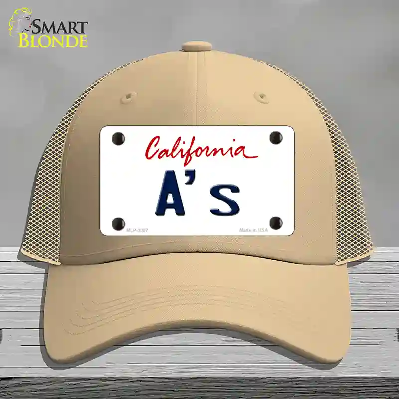 As California State Novelty License Plate Hat Mesh / Khaki