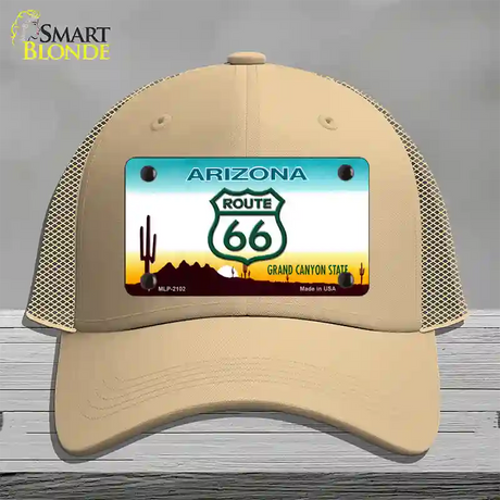 Route 66 Shield Arizona Novelty License Plate Hat Mesh / Khaki