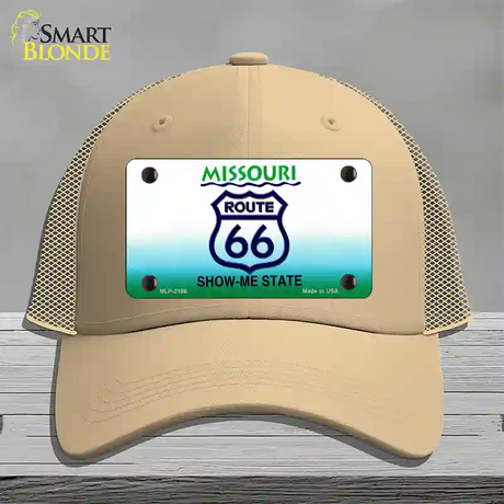 Route 66 Shield Missouri Novelty License Plate Hat Mesh / Khaki