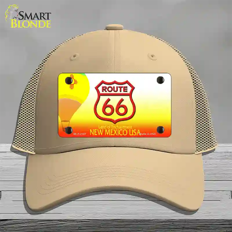 Route 66 Shield New Mexico Novelty License Plate Hat Mesh / Khaki