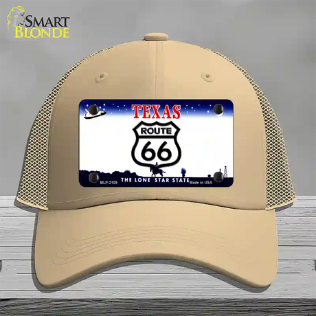 Route 66 Shield Texas Novelty License Plate Hat Mesh / Khaki