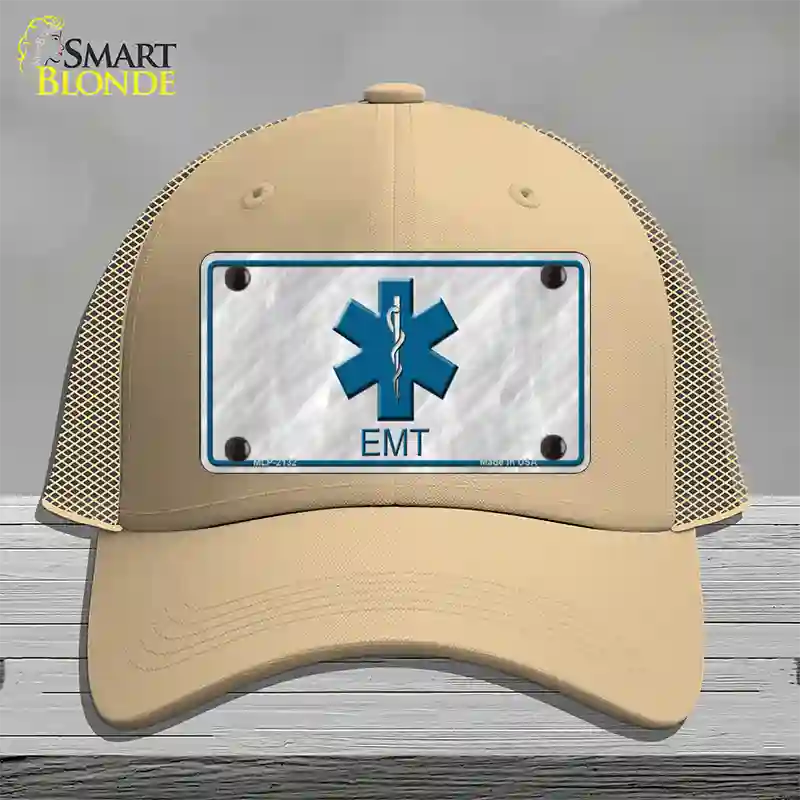 EMT Novelty License Plate Hat Mesh / Khaki