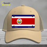 Costa Rica Flag Novelty License Plate Hat Mesh / Khaki