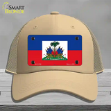 Haiti Flag Novelty License Plate Hat Mesh / Khaki