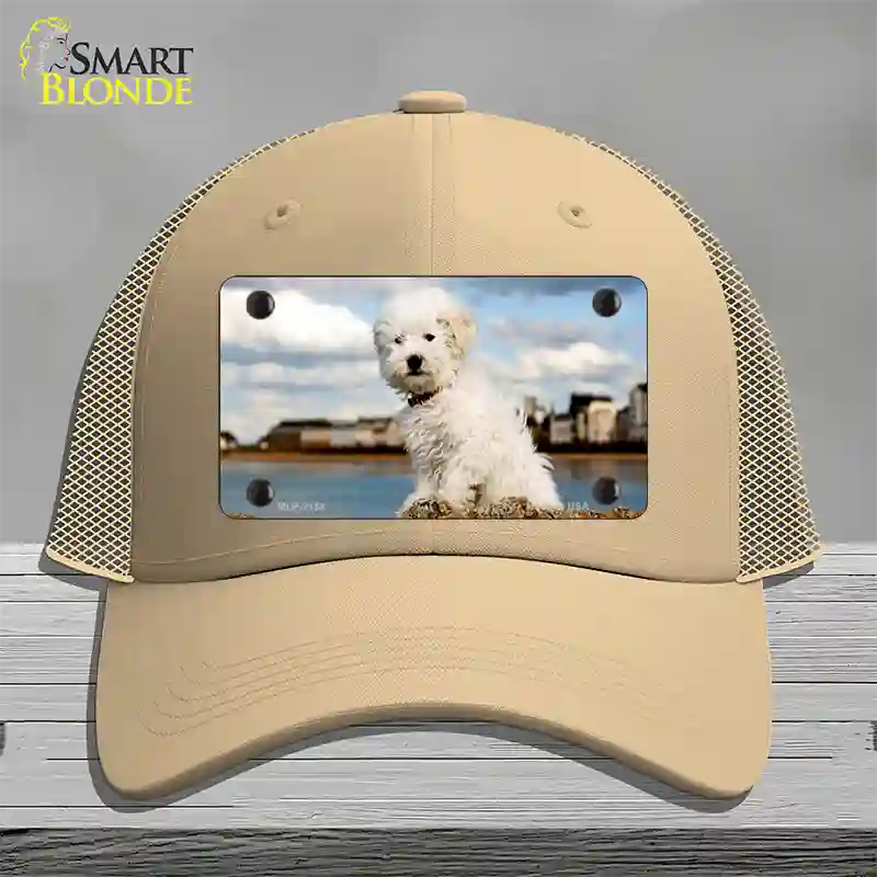 Bichon Frise Dog Novelty License Plate Hat Mesh / Khaki