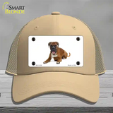 Boxer Dog Novelty License Plate Hat Mesh / Khaki