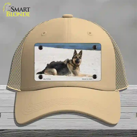 German Shepherd Dog Novelty License Plate Hat Mesh / Khaki