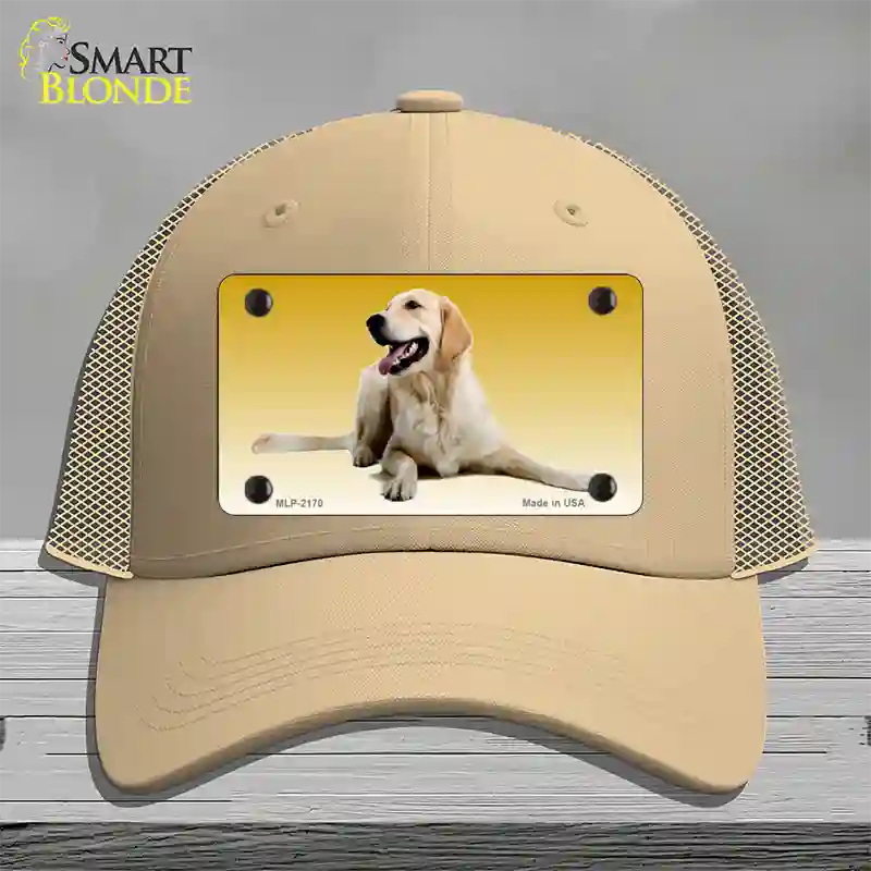 Golden Retriever Dog Novelty License Plate Hat Mesh / Khaki