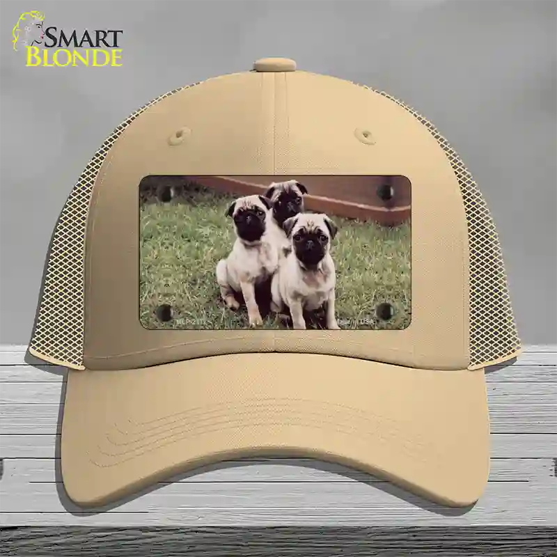 Pug Dog Novelty License Plate Hat Mesh / Khaki