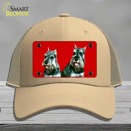 Schnauzer Dog Novelty License Plate Hat Mesh / Khaki