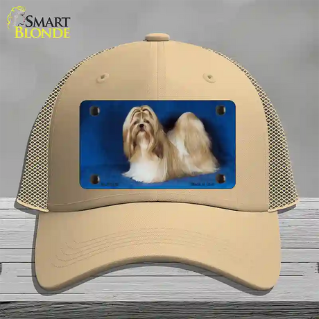 Shih Tzu Dog Novelty License Plate Hat Mesh / Khaki