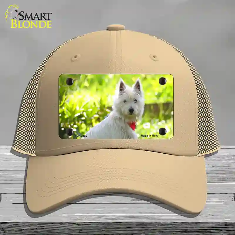 West Highland Dog Terrier Novelty License Plate Hat Mesh / Khaki