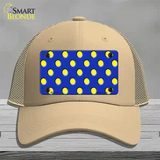 Yellow Polka Dots Royal Blue Novelty License Plate Hat Mesh / Khaki