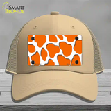 Orange White Giraffe Novelty License Plate Hat Mesh / Khaki