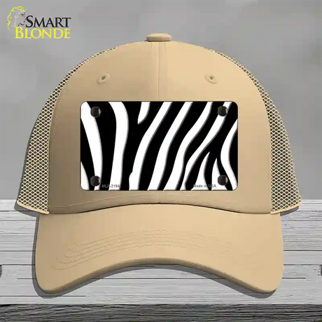 Black White Zebra Novelty License Plate Hat Mesh / Khaki