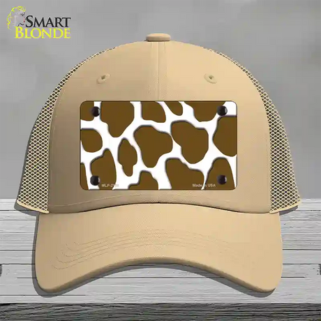 Brown White Giraffe Novelty License Plate Hat Mesh / Khaki